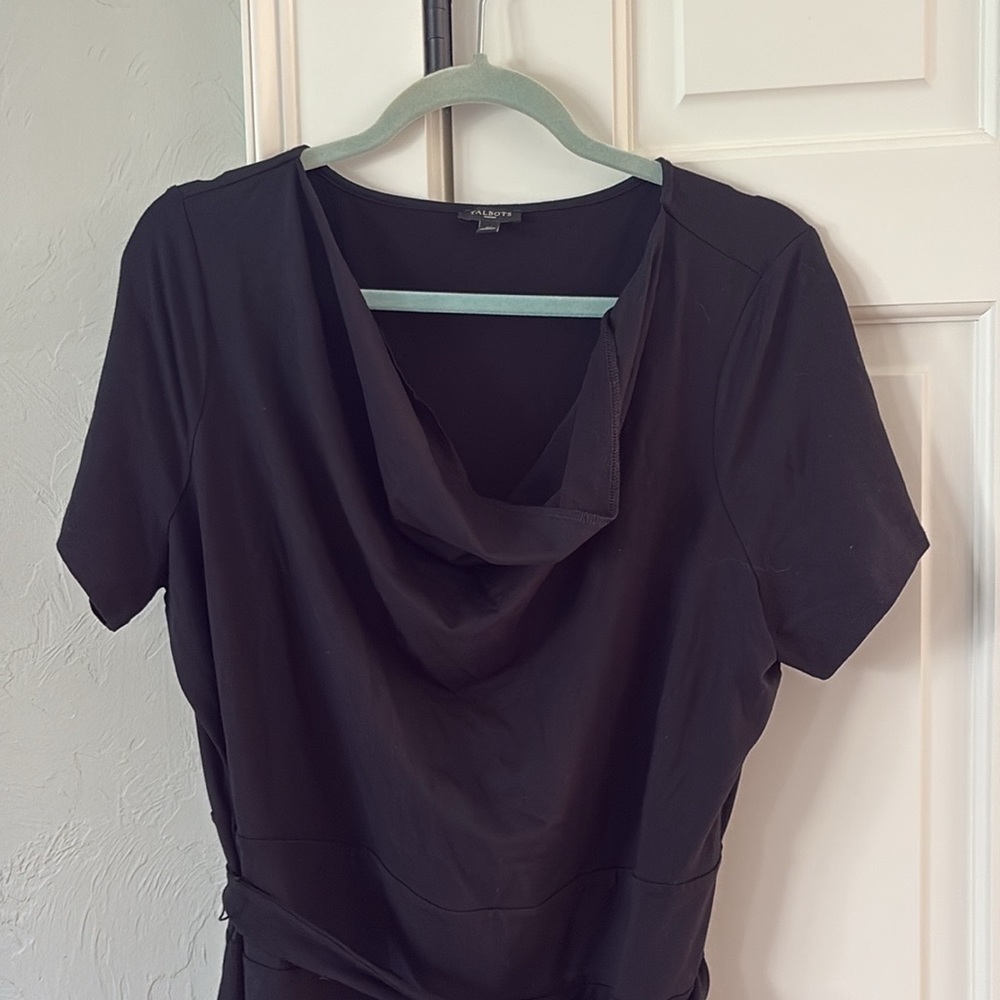 Black Cowl Neck Short Sleeve Dress